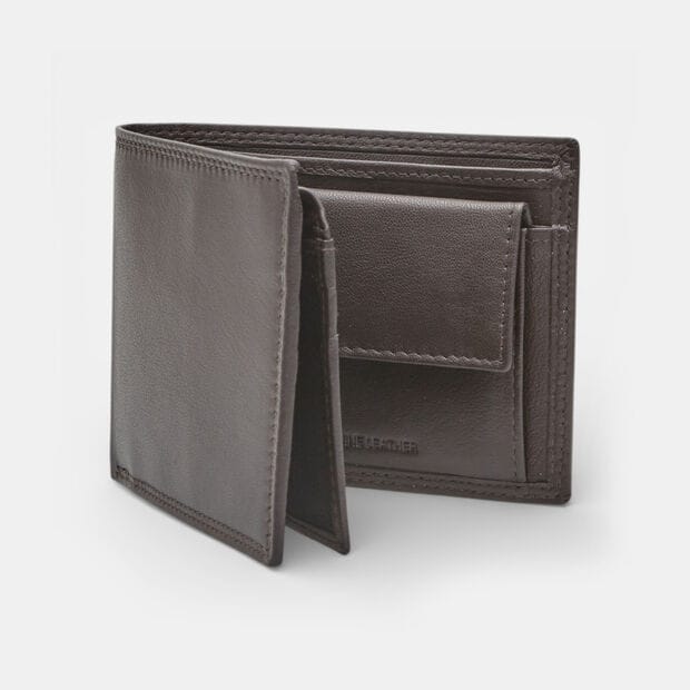 Cartera de piel aut&eacute;ntica, Marr&oacute;n