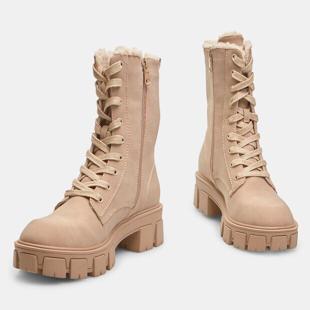 Botas militares de mujer con suela gruesa, Beige