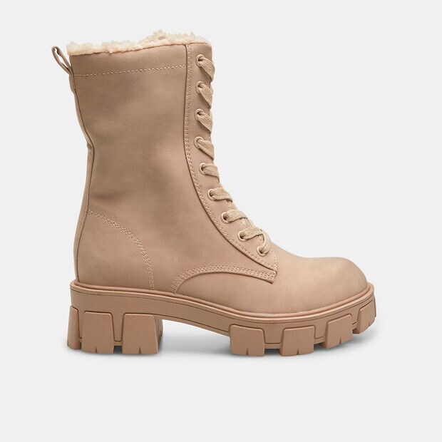 Botas militares de mujer con suela gruesa, Beige