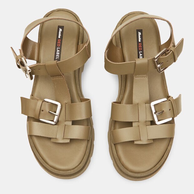 Sandalias de mujer de piel, Verde