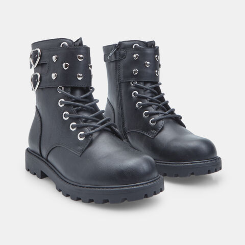 Botín de niña con cordones y hebillas Bata, Negro