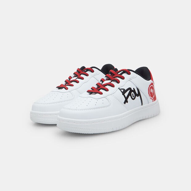Sneakers para ni&ntilde;os con cordones coloridos, Blanco