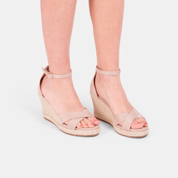 Sandalia de mujer con cu&ntilde;a de 9 cm BATA, Taupe