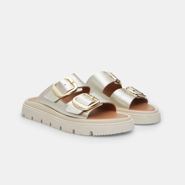 Zuecos de mujer de cuero, Dorado