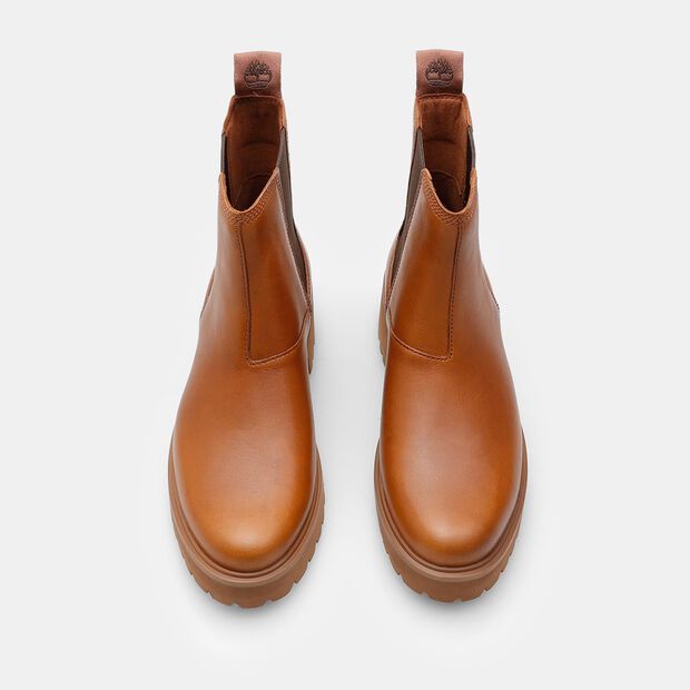 Bot&iacute;n estilo Chelsea Timberland para mujer, Marr&oacute;n