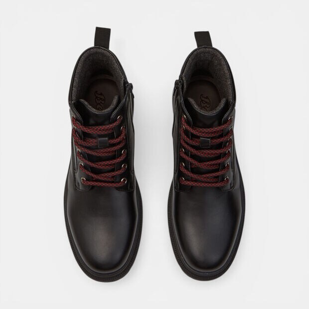 Botines de hombre Bata efecto piel, Negro