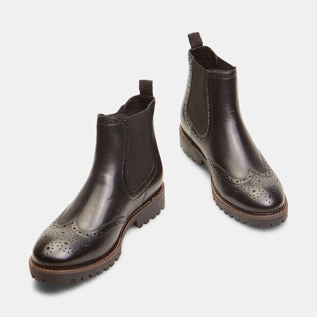 Botines Chelsea De Piel Aut&eacute;ntica, Negro