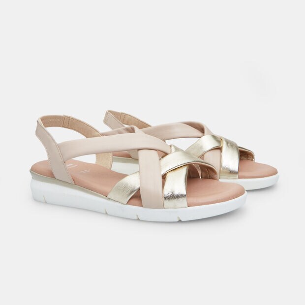 Sandalia de mujer de cuero, Beige