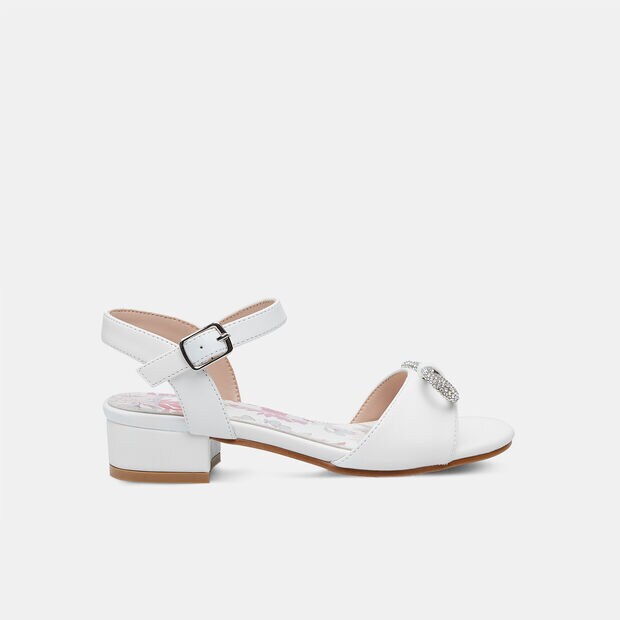 Sandalias con tac&oacute;n para ni&ntilde;a, Blanco