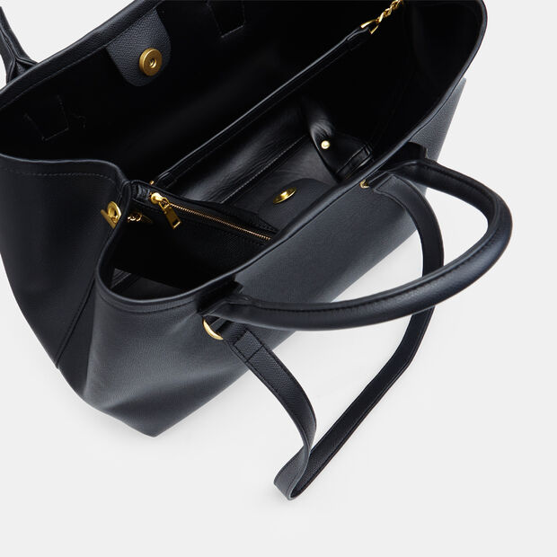 Bolso shopper de mujer con asa larga y corta Bata, Negro