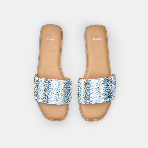 Chanclas planas para mujer con banda de color Bata, Azul