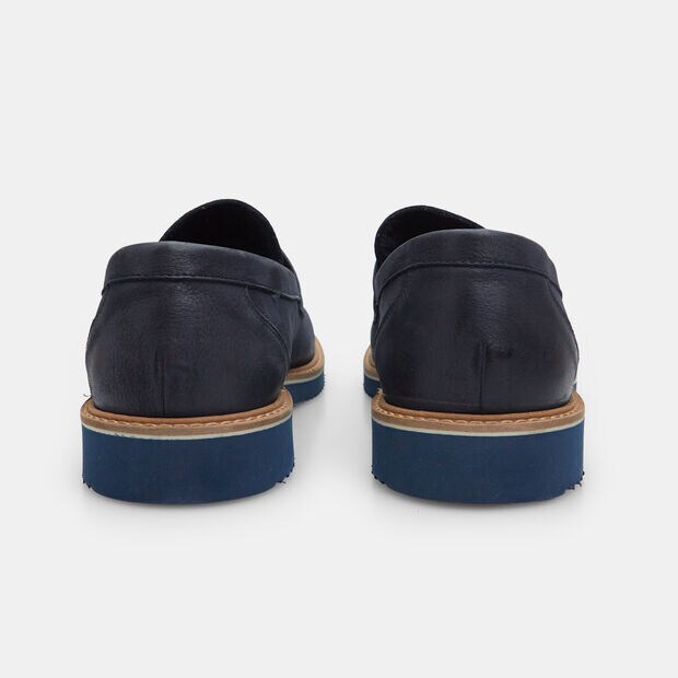 Mocasines de hombre de piel , Azul