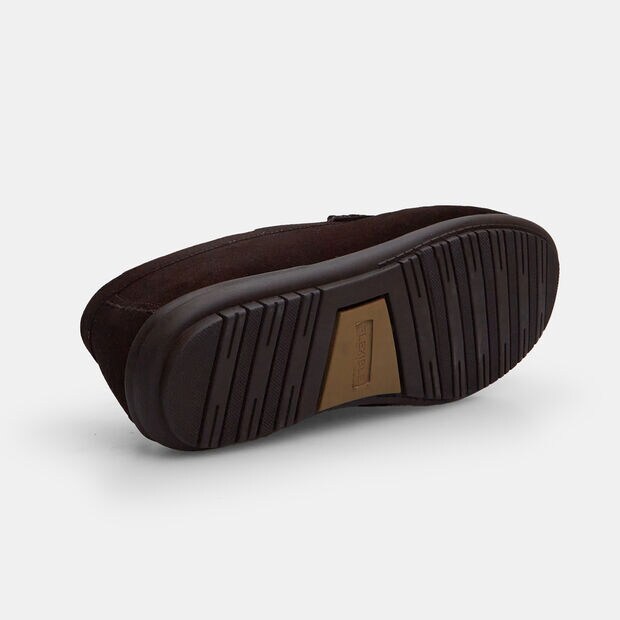 Mocasines de hombre Flexible de ante con estribo , Marr&oacute;n