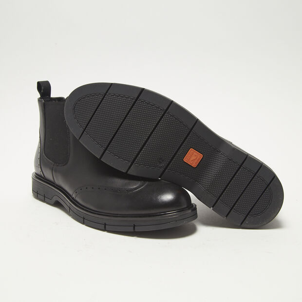 Botines Chelsea De Piel Con Pespuntes Brogue, Negro