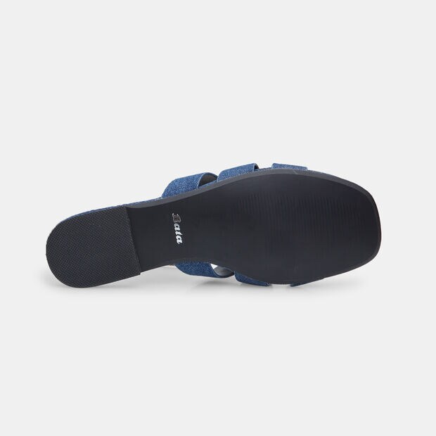 Mules planas para mujer en denim, Azul