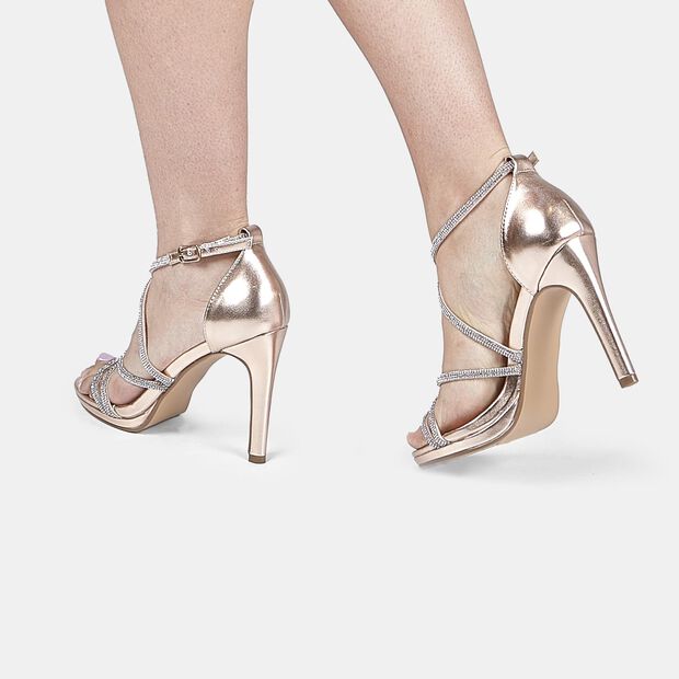 Sandalia de mujer con tac&oacute;n de 11 cm BATA, Dorado