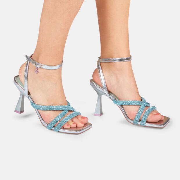Sandalias para mujer Bata Red Label con tac&oacute;n de 8 cm, Azul