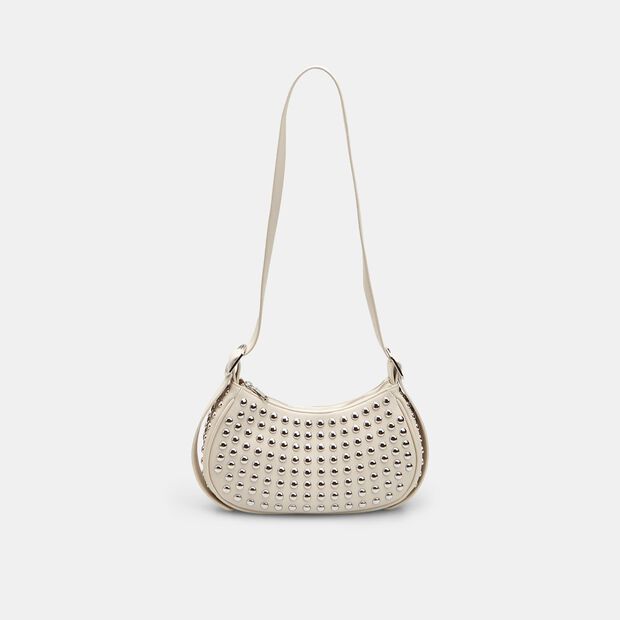 Bata Crossbody para mujer con tachuelas, Blanco