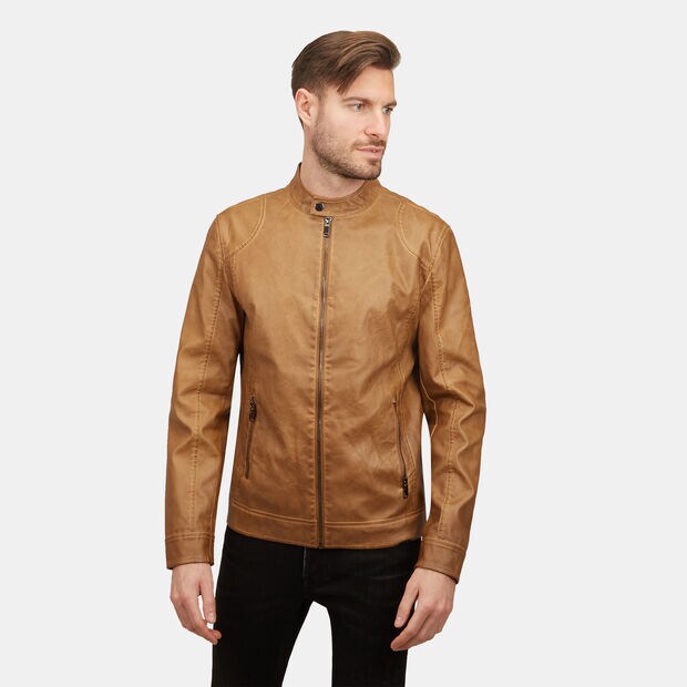 Chaqueta biker de hombre efecto piel, Piel