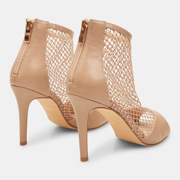 Sandalias de rejilla de mujer con tac&oacute;n y brillantitos , Rosa