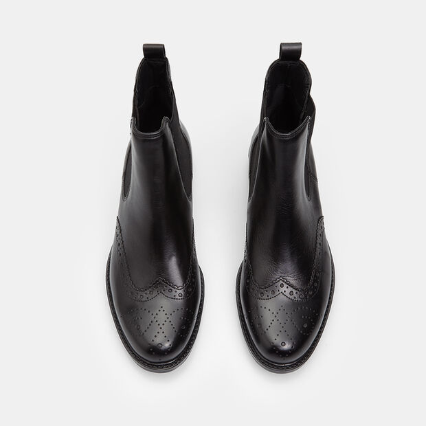 Botines Chelsea de mujer en piel con brogue, 