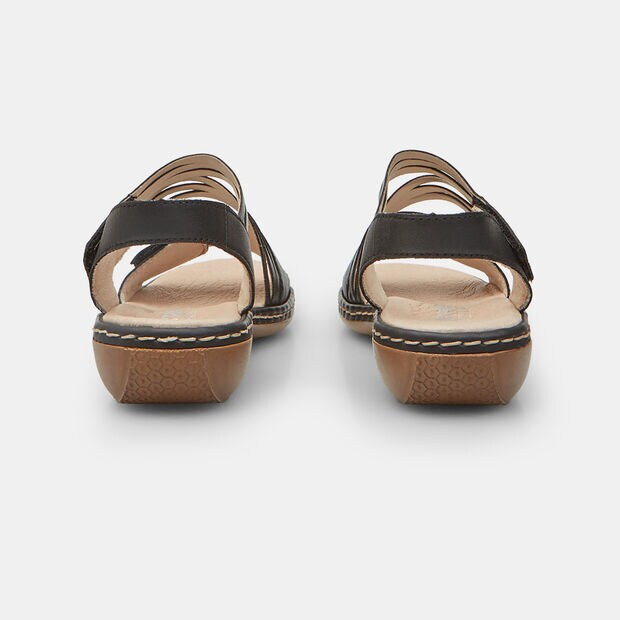 Sandalia de piel para mujer Rieker, Negro