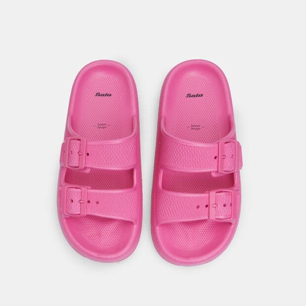 Zapatillas de plataforma de mujer con tiras, Fucsia