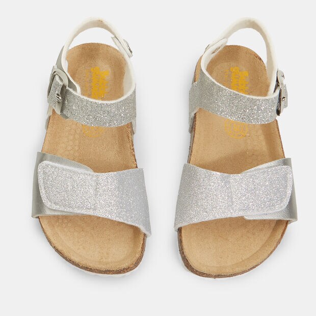 Sandalias de ni&ntilde;a Bubblegummers con tiras y pulsera con glitter , Plateado