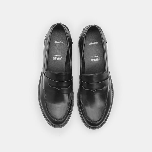 Mocasines BATA con tac&oacute;n para mujer, Negro