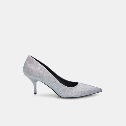 Décolleté con tacón y punta Bata, Plateado