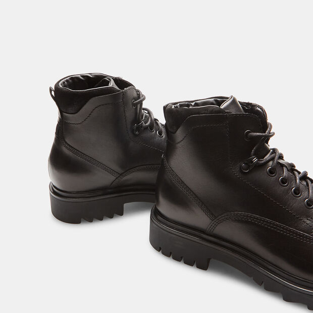 Botas militares de hombre de piel, Negro