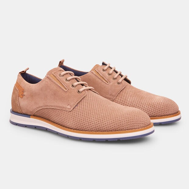 Zapatos con cordones de ante, Taupe