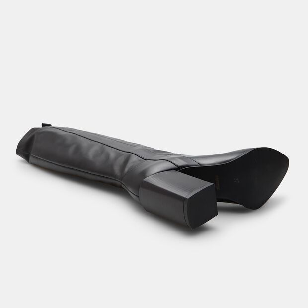 Bota de mujer de piel con tac&oacute;n BATA, Negro