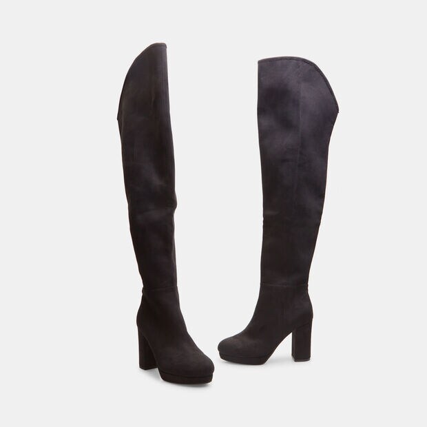 Botas mosqueteras de mujer con tac&oacute;n ancho, Negro