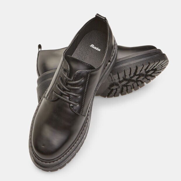 Zapatos De Cordones Con Suela Dentada, Negro