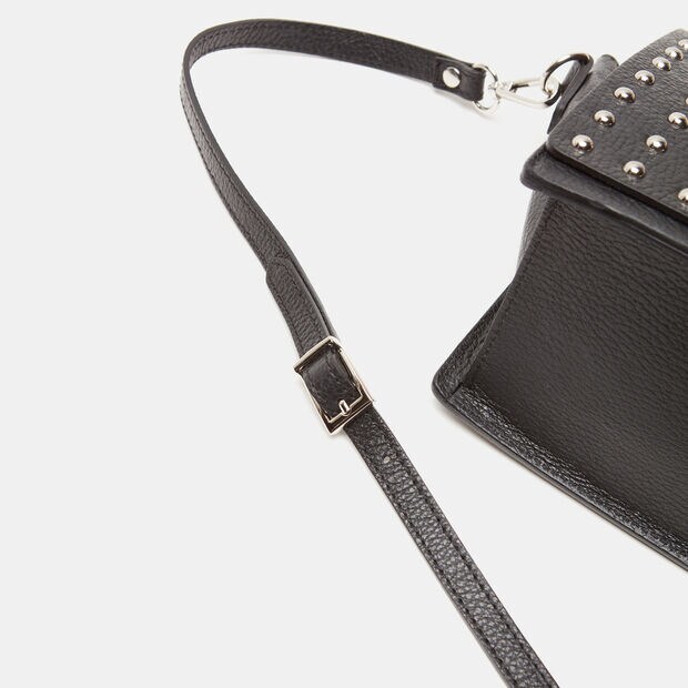 Bolso De Piel Con Tachuelas, Negro