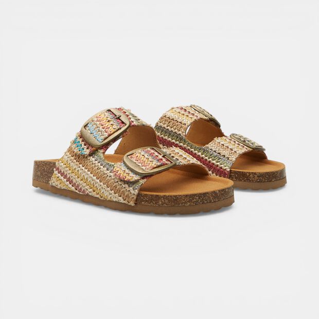Zapatillas con doble banda para mujer BATA, Beige