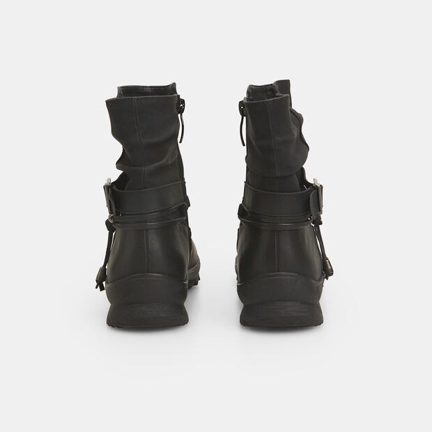 Botines para mujer con correa y hebilla, Negro
