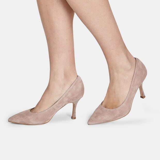 Zapatos de tac&oacute;n de mujer en ante BATA, Desnudo