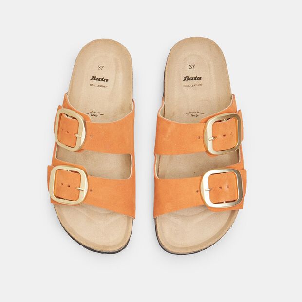 Chancla para mujer en nubuck, Naranja