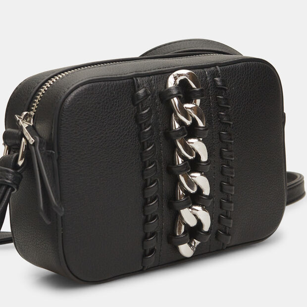 Bolso bandolera de mujer con cadena , Negro