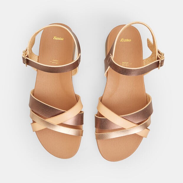 Sandalias de mujer con cu&ntilde;a de 3 cm, Bronce