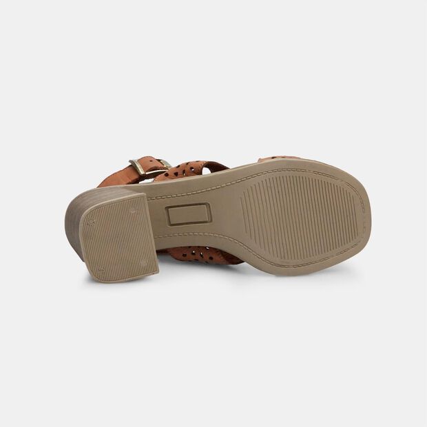 Sandalia de piel de mujer con tac&oacute;n de 7 cm BATA, Marr&oacute;n