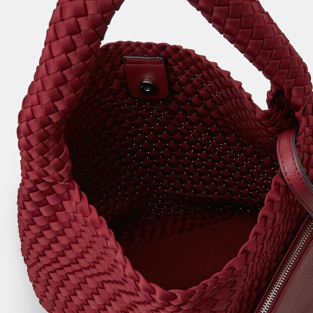 Bolso hobo de mujer en nylon trenzado Bata, Burdeos