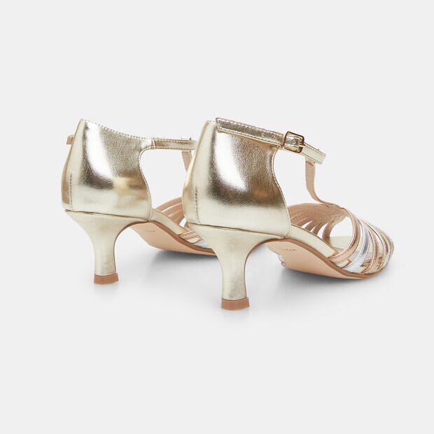 Sandalias de mujer con tac&oacute;n de 6 cm BATA, Dorado