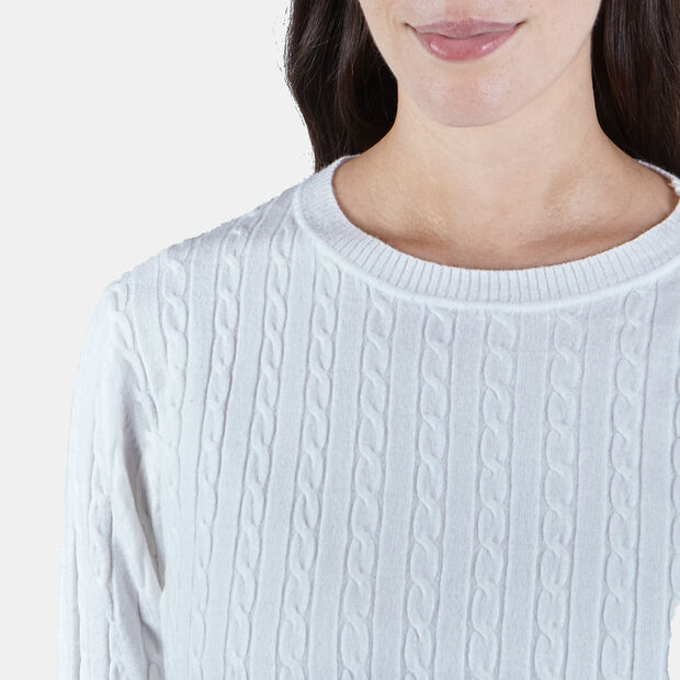 Camiseta de cuello redondo con trenzas para mujer, Neutral
