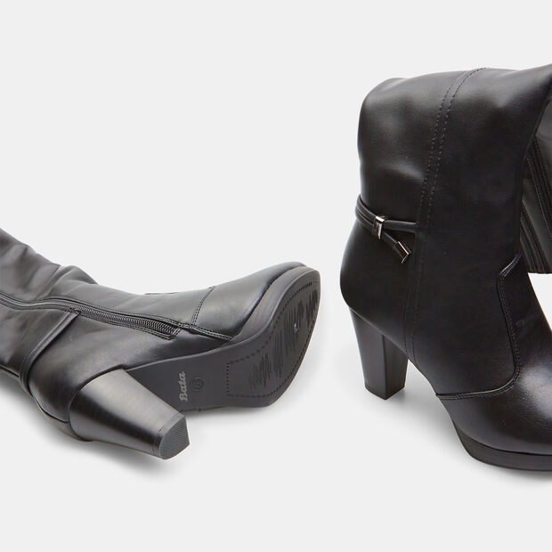 Botas altas de mujer con tac&oacute;n ancho, Negro