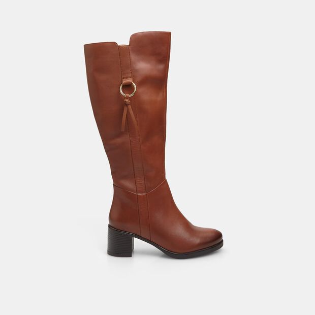 Bota de piel para mujer con tac&oacute;n 6 cm BATA, Piel