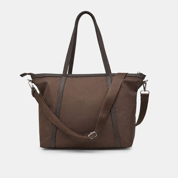 Bolso modelo shopper con detalles efecto saffiano Bata, Marr&oacute;n