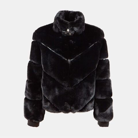 Chaqueta de mujer en piel sintética, Negro